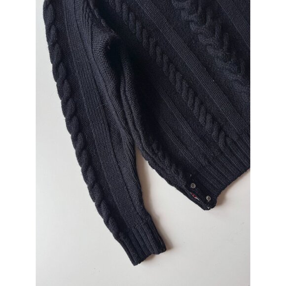 THOM BROWNE Navy Aran Merino Wool Cable Knit Crew Neck Pullover Sweater, Size 5 - Picture 5 of 16